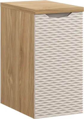 Image de Ensemble de salle de bain YOKA beige : meuble de rangement 30 cm + plan pour vasque