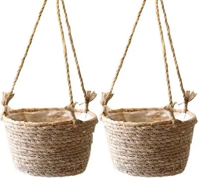 Immagine prodotto di Vasi sospesi - Teli di juta - Sottovasi - Cestini per fiori - 2 pezzi
