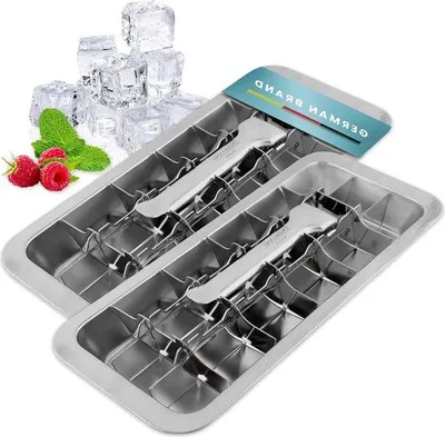 Produktbild von Famanu Eiswürfelform Set 2 Stück - aus rostfreiem Edelstahl mit Hebelmechanismus