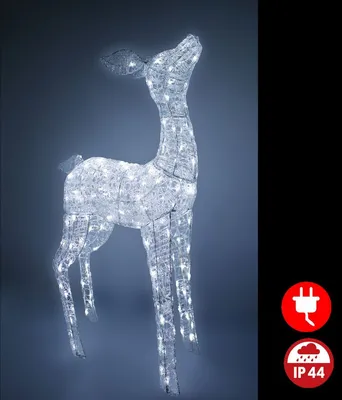 Produktbild von XL LED Acryl Hirschkuh Weihnachtsfigur 104cm beleuchtet Weihnachtsdeko Außen & Innen kaltweiß