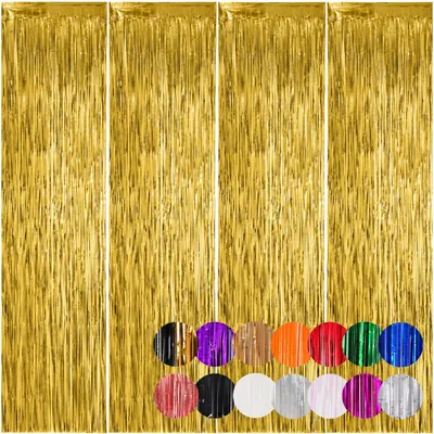 Lametta-Vorhang Gold 4 Stück 1 m x 2 m Partyhintergrund