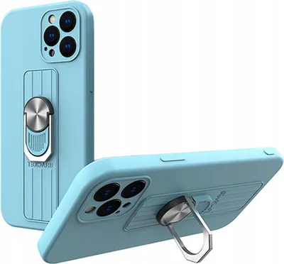 Immagine prodotto di Anello Custodia Custodia in silicone con impugnatura per dita e supporto per Iphone 12 Mini Azzurro