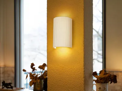 Produktbild von Up & Down LED Wandleuchte aus Gips bemalbar, Wandbeleuchtung indirekt, Höhe 22cm