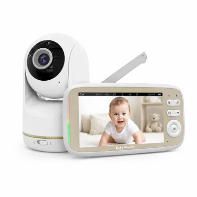 Produktbild von Babyphone Kamera mit Monitor, 5 Zoll Display, ohne WLAN, VOX Geräuscherkennung, Gegensprechen, automatische Nachtsicht