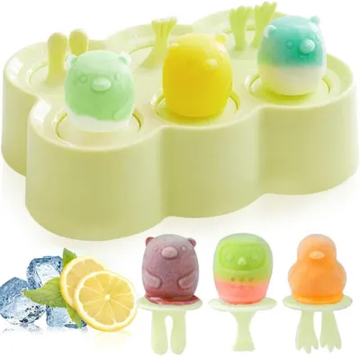 Produktbild von Eisformen-Set aus Silikon - Lebensmittelecht und wiederverwendbar - Für Eis am Stiel und Joghurt-Eis - Dreieck Blau