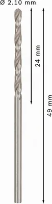 Productafbeelding van Metaalboormachine, HSS-G, standaardmaat 2,1 x 24 x 49 mm