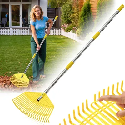 Obrázok produktu pre Záhradná motyka s rukoväťou – 190 cm, 23 robustných zubov, plastová hlava