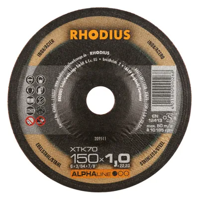 Produktbild von RHODIUS Extradünne Trennscheiben Edelstahl/Stahl XTK70 150 x 1,0 x 22,23 mm 25 Stück
