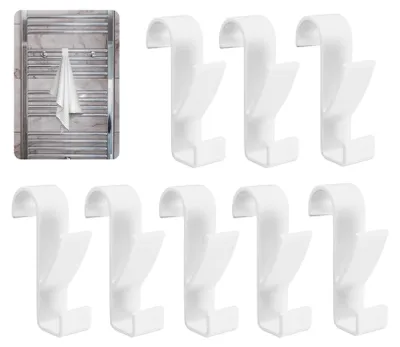 Productafbeelding van Radiatorhaakjes, 8 stuks, voor ronde radiatoren, handdoekhaakjes, handdoekhouders, badjashaakjes, geschikt voor alle standaardradiatoren (wit)