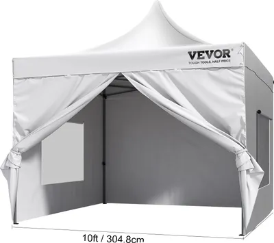 Immagine prodotto di Padiglione pop-up, realizzato in resistente cotone poliestere, con struttura in acciaio inossidabile robusta, dimensioni 3x3 metri, colore bianco