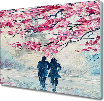 Produktbild von Coloray Hackbrett Küchenbrett Kochplattenabdeckung Schneidebrett Herdabdeckplatte 60x52 cm - Paar Malerei Paris Turm