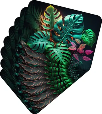 Obrázek produktu pro Sada 8 kusů prostírání 40x30 cm Tropical Leaves 8 prostírání Omyvatelné - žáruvzdorný korkový podklad odolává teplotám do 100 °C