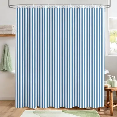 Produktbild von Wasserabweisender Badvorhang mit Polyesterstoff - 180 x 180 cm - Türkis/Weiß