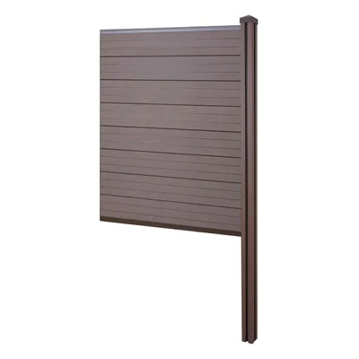 Immagine prodotto di Schermo privacy in WPC Sarthe, recinzione frangivento, palo in WPC da inserire nel calcestruzzo ~ elemento di prolunga stretto, 98cm marrone