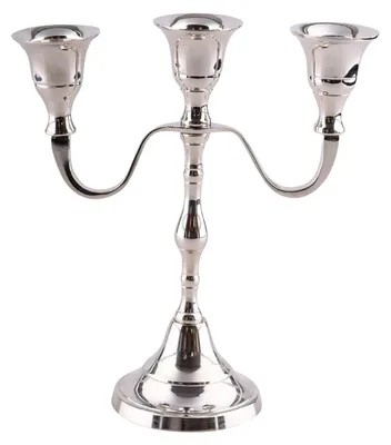 Kerzenständer 3-flammig, Höhe 18 cm, vernickelt, silber