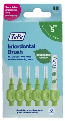 Immagine prodotto di TePe Spazzolino Interdentale Originale, verde, 0,8 mm, taglia 5 (6 pezzi)