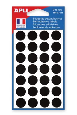 Produktbild von APLI Markierungspunkte Durchmesser: 15 mm rund schwarz 168 Stück