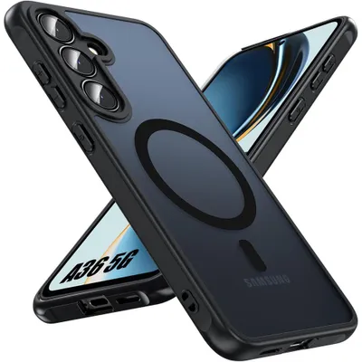 Image de Coque pour Samsung Galaxy A36 5G avec Cercle Magnétique Protection Caméra - Hybride Antichoc Noir