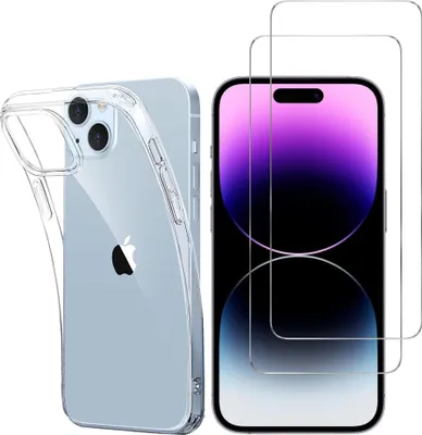 Immagine prodotto di Custodia per iPhone 15 con 2 protezioni in vetro temperato per lo schermo Phonillico