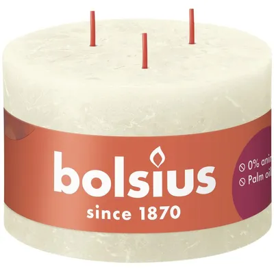 Zdjęcie produktu dla Bolsius Rustik 3wick świeca miękka perła 90/140mm