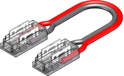 Produktbild von LED Strip-zu-Strip Verbinder – 2-polig, 5 mm, lötfrei mit 15 cm Verbindungskabel für COB LED-Streifen