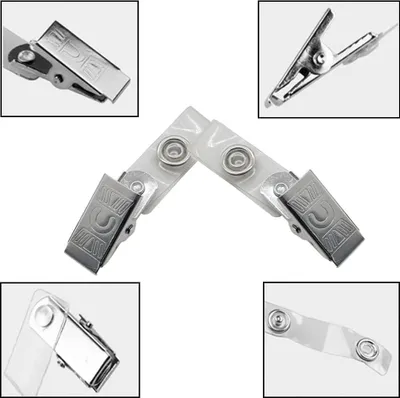 Produktbild von 30 Stück transparente Kunststoff-Namensschilder mit Clip und Gürtelclip