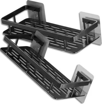 Produktbild von EDIBAZZAR | Badezimmer-Küchenregal 30 cm schwarz hängend, 2er-Set