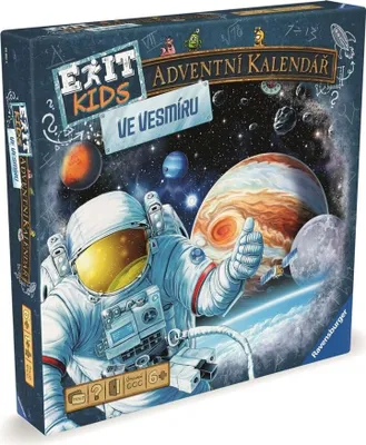 A box for a board game with an astronaut in space theme.