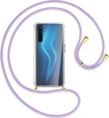 Produktbild von Handykette Backcover-Schutzhülle mit Band (Metall goldfarben) für Realme 6 Pro - violett