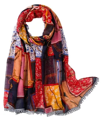 Produktbild von Schal Damen Mode Oversize Deckenschal mit Fransen 180 x 90 cm Polyester bunt