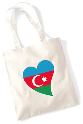 Produktbild von Huuraa Jutebeutel Aserbaidschan Flagge Herz 10 Liter Natural Baumwolle Tasche Geschenkidee