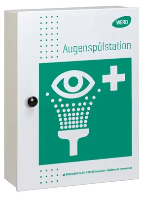 Produktbild von Augenspülstation ProTect mit Schiene zur automatischen Aktivierung für 2 Augenspülflaschen