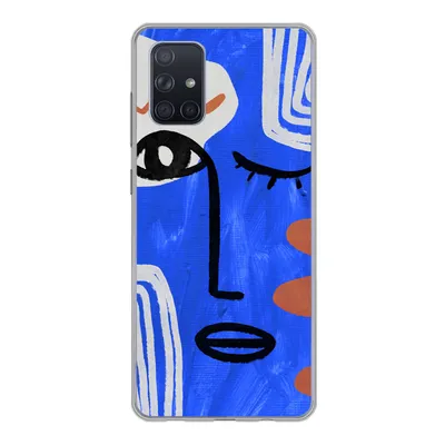Produktbild von MuchoWow® Handyhülle Schutzhülle Hülle für Samsung Galaxy A51 Gesicht - Blau - Abstrakt Silikon Softcase Handy Hülle - Schutzabdeckung