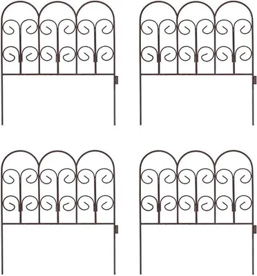 Produktbild von Schmuckzaun Metallzaun Gartenzaun 41x46 cm Zaunelemente 4er Set erweiterbar Rost