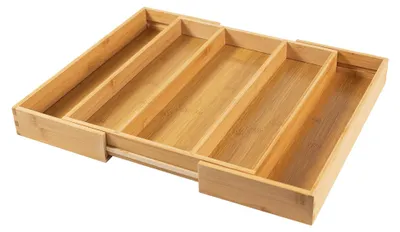 Immagine prodotto di Organizzatore per utensili da cucina in bambù, con cassetto estraibile per posate