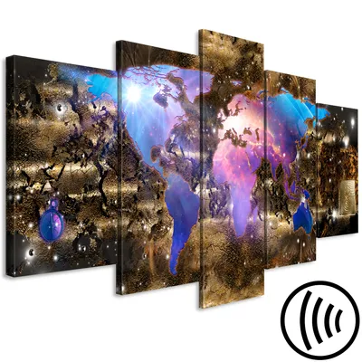 Produktbild von Akustikbild Abstrakt 200x100 cm Bilder Akustikschaum Hochleistungsschallabsorber Schallschutz Leinwand 5 tlg Wandbild Raumakustik Schalldämmung Erde Kosmos galaktisch Weltall k-A-10003-b-a