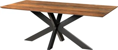 Produktbild von MASSIVMOEBEL24 Esstisch Akazie 240x100x74 natur lackiert / Epoxid schwarz, Kreuzgestell anthrazit matt EPOXY
