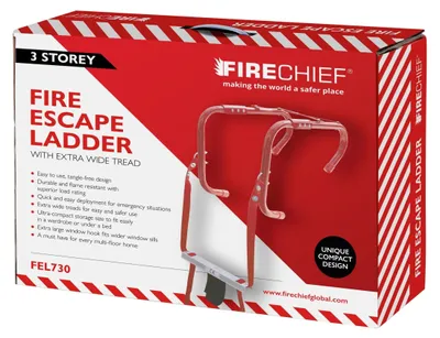 Productafbeelding van Vouwbare brandladder, 3 etages, met extra brede treden, 5 meter lang, voor noodsituaties