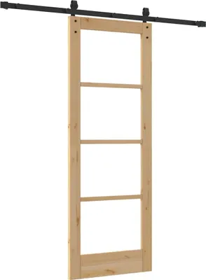 Image de Porte coulissante vidaXL ORKDAL, finition naturelle et noire, 73,5 x 198,5 cm