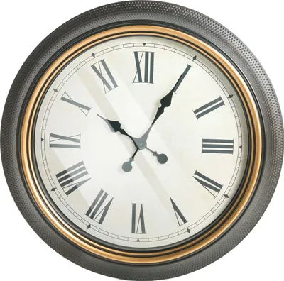 Produktbild von BELIANI Wanduhr Schwarz / Gold Kunststoff Glas 63 cm Rund Römische Ziffern Modern für Wohnzimmer Küche Schlafzimmer Wanddekoration