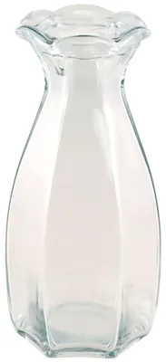 Transparente Glasvase Corolle mit geschwungener Form und gewelltem Rand auf hellem Hintergrund.
