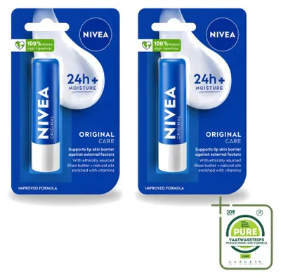 Imagen del producto de 2 bálsamos labiales Nivea Original - Paquete grande - 2 unidades