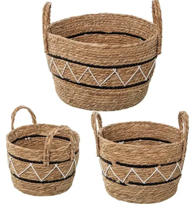 Obrázok produktu pre Omgoods – Súprava 3 košíkov z morskej trávy a bavlny