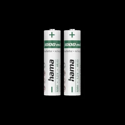 Obrázek produktu pro Hama 00223524, Dobíjecí baterie, AAA, Nikl-metal hydridová (NiMH), 1,2 V, 2 kusů, 1000 mAh