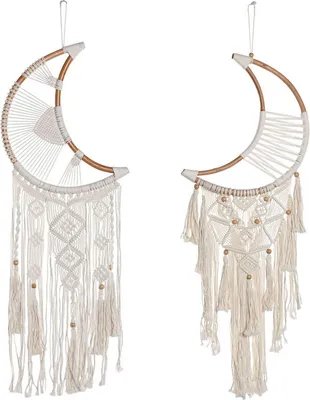 Obrázek produktu pro Závěsná dekorace Home ESPRIT krémová přírodní boho macramé (2 kusy)