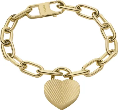Produktbild von FOSSIL Armband Harlow Linear Texture Heart Bracelet Gold goldfarben