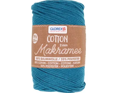 Produktbild von Makramee Baumwolle gewebt türkis 2 mm 225 m 250 g