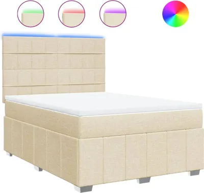 Produktbild von vidaXL Boxspringbett mit Matratze Creme 160x200 cm Stoff
