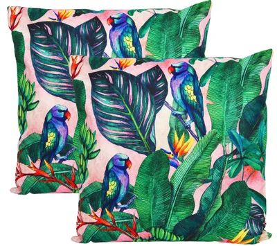 Produktbild von JACK 2er Set 45x45cm Motiv Outdoor Kissenhülle Kissenbezug Hülle Wasserfest Kissen Garten Stuhl Lotus Effekt, Farbe:Tropisch