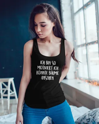Produktbild von Damen Tanktop Spruch lustig Ich bin so motiviert ich könnte Bäume ansehen Racerback Moonworks® schwarz S